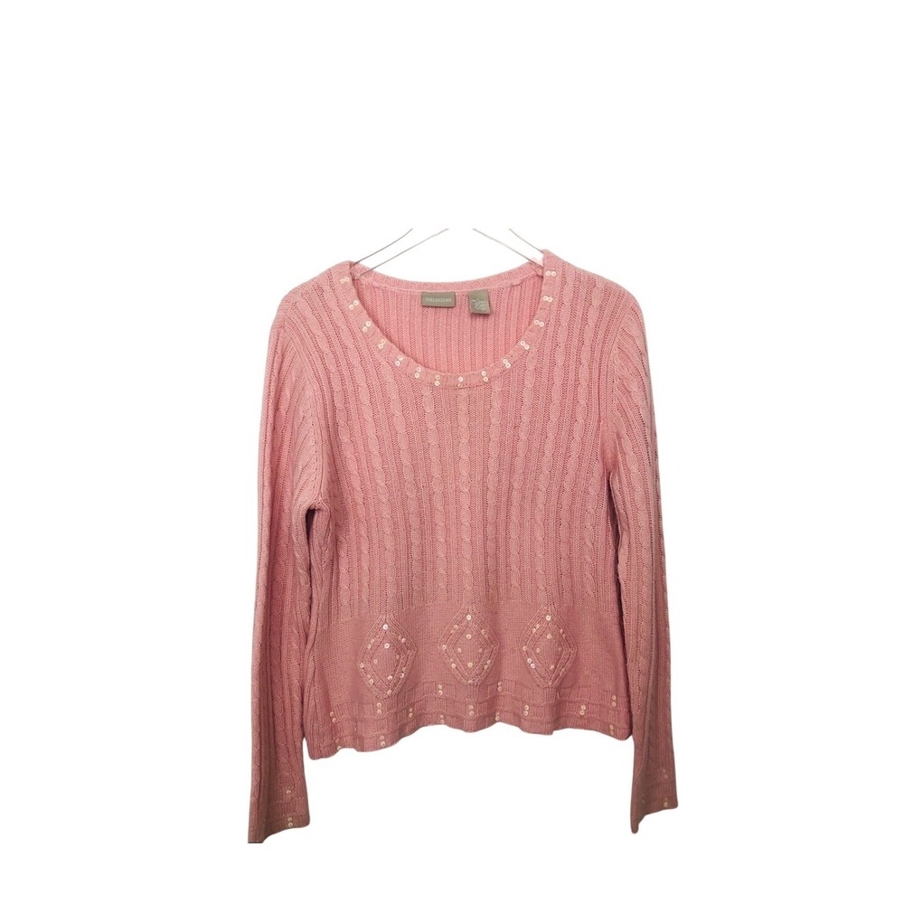 Field gear pink knit sweater with‎ sequence…
